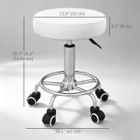 Vinsetto Salon Stool with Adjustable Height, PU Leather Barber Rolling Massage Tattoo Chair for Bar Beauty SPA, White(m-3)