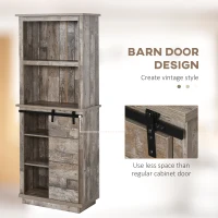 HOMCOM Freestanding Rustic Kitchen Buffet with Hutch, Pantry Storage Cabinet with Sliding Barn Door, Adjustable Shelf, Vintage Wood(m-7)