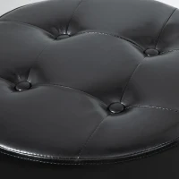 HOMCOM 360° Swivel Foot Stool Round PU Ottoman with Thick Sponge Padding and Solid Steel Base, Black(m-9)