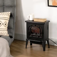 HOMCOM 18" Electric Fireplace Stove, Freestanding Fireplace Heater with Realistic LED Flame, Adjustable Temperature, Overheat Protection, 750W/1500W, Black(m-3)