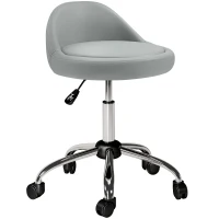 HOMCOM Salon Stool, Adjustable Rolling Stool, Grey(m-9)