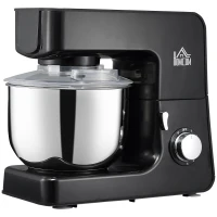 HOMCOM 6 Qt Stand Mixer with 6+1P Speed, 600W and Tilt Head, Kitchen Electric Mixer with Stainless Steel Beater, Dough Hook and Whisk for Baking Bread, Cakes and Cookies, Black(m-11)