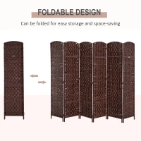 HOMCOM 6' Tall Wicker Weave 6 Panel Room Divider Privacy Screen - Brown(m-4)