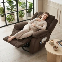 HOMCOM Recliner Massage Armchair with Heat, Oversized Swivel Rocker with Footrest, Remote and Side Pockets, Brown(m-2)