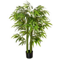 HOMCOM 4.6FT Artificial Bamboo Tree Faux Decorative Plant in Nursery Pot for Indoor Décor(m-11)