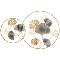 HOMCOM 3D Metal Wall Art Modern Ginkgo Leaves Hanging Wall Sculptures Home Decor for Living Room Bedroom Dining Room, 40" x 26", Gold(m-1)