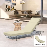 Outsunny Chaise Lounge Cushion, 4" Thick Outdoor Lounge Chair Cushions with Ties for Patio, 26" x 80", Cream White(m-10)