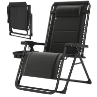 Outsunny Zero Gravity Chair, Reclining Outdoor Lounger Chair with Cup Holder, 400 LBS Capacity, Black(m-2)
