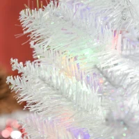 HOMCOM 7' Prelit Christmas Trees, Pencil Artificial Christmas Tree with Colorful Surface Branches, Colorful LED Lights, White(m-9)