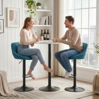 HOMCOM Bar Stools Set of 2, Swivel Bar Height Barstools Chairs with Adjustable Height, Round Heavy Metal Base, and Footrest, Blue(m-8)