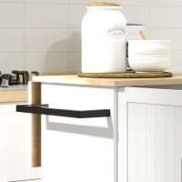 HOMCOM Kitchen Island with Drop Leaf, Rolling Kitchen Cart on Wheels with 3 Drawers, 2 Cabinets, Natural Wood Top, Spice Rack and Towel Rack, White(m-8)
