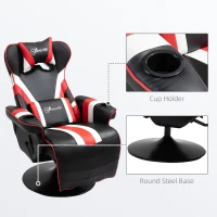 Vinsetto Gaming Chair, Racing Style Computer Recliner with Lumbar Support, Footrest and Cup Holder, Black/White/Red(m-6)