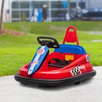 Aosom Kids Bumper Car, 6V 360° Rotation Electric Ride on Car, Twin Motors Battery Powered Toy with Music, Horn and Lights, Safety Belt, for Boys and Girls Aged 18-48 Months - Red(m-8)