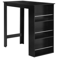 HOMCOM Modern Bar Table Counter Height Dining Table with 3 Storage Shelves for Kitchen, Dining Room, Living Room, Black(m-11)