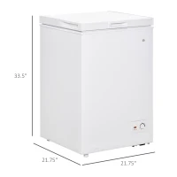 HOMCOM Compact Chest Freezer 3.5 Cubic Feet with Removable Basket, Mini Deep Freezer with Single Door 7 Temperature Setting, Drain Hole for Apartment, Kitchen, or Home Office, White(m-3)