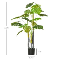 HOMCOM 4FT Artificial Monstera Tree, Faux Decorative Plant in Nursery Pot for Indoor or   Décor(m-3)