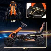 Aosom 12V Electric Go Kart for Kids, Ride On Toy with EVA Tires, 2 Speeds, Adjustable Seat, Safety Belt for 3-8 Years, Orange(m-3)