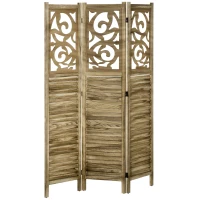 HOMCOM Wooden Room Divider, 3 Panel Double Hinged Folding Privacy Screen for Home Office, 63"x67"x0.75", Brown(m-1)