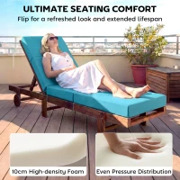 Outsunny Chaise Lounge Cushion, 4" Thick Outdoor Lounge Chair Cushion with Ties for Patio, 21" x 72", Blue(m-4)