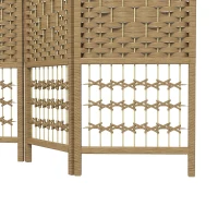 HOMCOM 4 Panel Folding Room Divider Portable Privacy Screen Wave Fiber Room Partition for Home Office Natural(m-9)