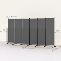 Outsunny 6 Panel Folding Outdoor Privacy Screen with Stable Base, 5.7FT Tall Room Divider with UV30+ Protection, Grey(m-3)