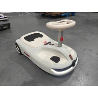 Qaba 12V Electric Wiggle Car with Convertible Steering Wheel Pull Handle, 2 Speed, Music, Lights for 3-5 Years, White(m-5)