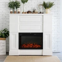 HOMCOM 30" Electric Fireplace Insert, Modern Recessed Fireplace Heater with Realistic Flame, Adjustable Brightness, and Remote Control, Heats 215 Sq. Ft., 750/1500W, Black(m-3)