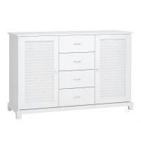 HOMCOM 47" Modern Storage Cabinet Buffet Sideboard with Drawers and Louvered Doors- White(m-1)