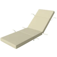 Outsunny Chaise Lounge Cushion, 4" Thick Outdoor Lounge Chair Cushions with Ties for Patio, 26" x 80", Cream White(m-1)