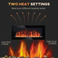 HOMCOM Wall Mounted Fireplace, 41 Inch Modern Electric Fireplace with Patented LED Flame Effect and 7 Colors, Black(m-5)