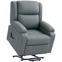 HOMCOM Lift Chair for Seniors, PU Leather Upholstered Electric Recliner Chair with Remote, Side Pockets, Quick Assembly, Grey(m-9)