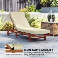 Outsunny Chaise Lounge Cushion, 4" Thick Outdoor Lounge Chair Cushions with Ties for Patio, 26" x 80", Cream White(m-6)