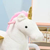 Qaba Kids Spring Rocking Horse Unicon, Ride on Horse for Girls and Boys with Sounds, Plush Animal Ride-on Toy with Soft Feel, Interactive Toy for Kids, Pink(m-8)