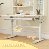 Qaba Kids Desk Height Adjustable with Tilted Desktop, Storage, Drawer, Pegboard, for 3-12 Years(m-7)