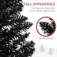 HOMCOM 5ft Pencil Christmas Tree, Slim Artificial Christmas Tree with Realistic Branches and Warm White LED Lights, Black(m-6)