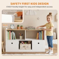 Qaba Toy Storage Organizer, Toy Organizers and Storage with 2 Movable Drawers and 3 Cubbies for Playroom, Nursery, White(m-6)