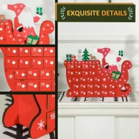 HOMCOM Wooden Christmas Advent Calendar with 24 Countdown Drawers, Reusable Holiday Decor Xmas Gift for Kids Adults, Red(m-5)