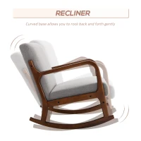 HOMCOM Upholstered Rocking Armchair with Wood Base and Linen Fabric Padded Seat for Living Room, Grey(m-4)