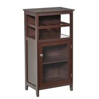 HOMCOM Wine Cabinet with 4 Bottle Wine Rack, Open Shelf, Acrylic Door Cabinet with Adjustable Shelf, Espresso(m-1)