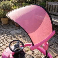 Qaba 3 in 1 Toddler Push Car Licensed Benz with Push Handle, Guardrails, Canopy, Horn, Music, Storage for 18-36 Months, Pink(m-8)
