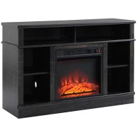 HOMCOM Electric Fireplace TV Stand Console for TV's up to 50", Living Room Storage Cabinet, Entertainment Center with Adjustable Shelves, 6 Cubby Storage and Cable Management, Espresso(m-1)