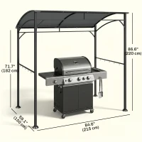 Outsunny 7' x 5' Garden Grill Canopy, BBQ Grill Gazebo Tent with Steel Frame and Hooks, Outdoor Sun Shade, Charcoal Grey(m-3)