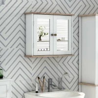 kleankin Medicine Cabinet for Bathroom with Mirror, Bathroom Wall Cabinet with Double Mirrored Doors and Adjustable Shelf, White(m-2)