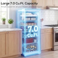 HOMCOM 7.0 Cu.Ft Upright Freezer, Compact Stand Up Freezer with 6 Adjustable Shelves, Reversible Door for Home Office, Black(m-5)