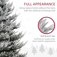 HOMCOM 9 FT Artificial Christmas Tree, Flocked Hinged Xmas Tree with 1939 Tips, Steel Base, Auto Open, Green(m-7)