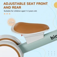 Qaba Balance Bike for Toddlers 1-3 Years with Adjustable Seat, Silent Wheels, No Pedal Bike, Green(m-5)