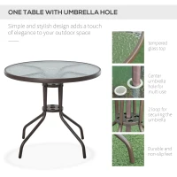 Outsunny 6 Piece Patio Dining Set for 4 with Umbrella, Outdoor Table and Chairs with 4 Folding Dining Chairs & Round Glass Table for Garden, Backyard and Poolside, Beige(m-6)