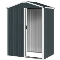 Outsunny 4.5 x 3ft Outdoor Storage Shed, Waterproof Metal Garden Shed with Lockable Door for Backyard, Patio, Lawn, Dark Grey(m-2)