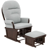 HOMCOM Rocking Chair Set with Ottoman, Nursery Glider Rocker with Footrest, Padded Cushion Seating and Wood Base, Light Gray(m-1)