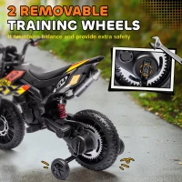Qaba 12V Aprilia Licenced Kids Motorcycle with Training Wheels, Spring Suspension, LED Light, USB, Music, Yellow(m-5)